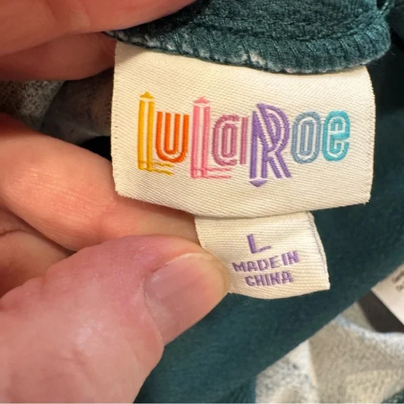 EUC LuLaRoe Cassie Pencil Skirt Women’s Large Floral Rose Teal Green Stretch - Picture 4 of 8